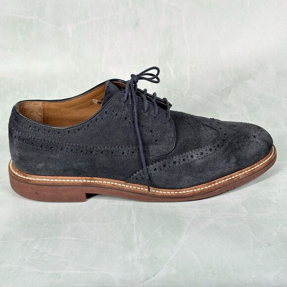 J CREW Shoes Mens Size 10.5 Kenton Wing Tips Navy Blue Suede Oxford 43687 - Picture 8 of 14